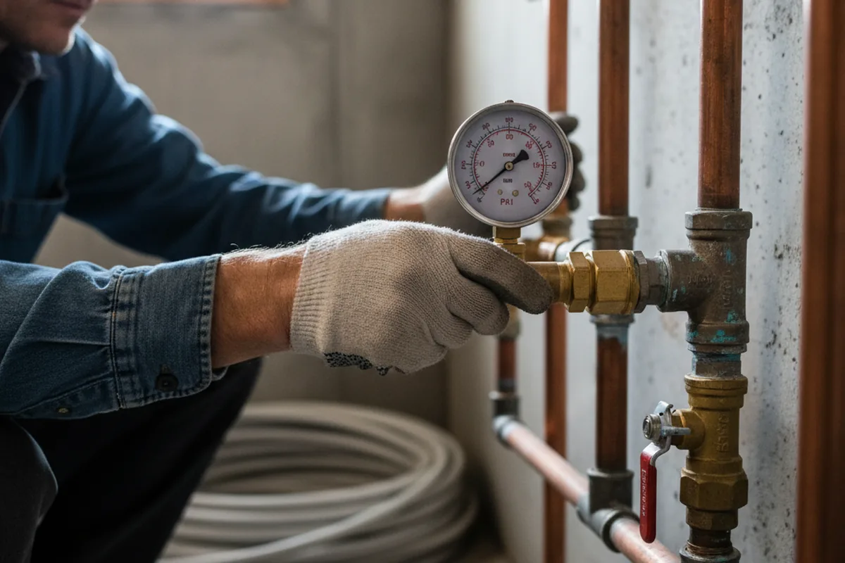 Pressure testing a repaired line during Water Line Repair in Little River Academy